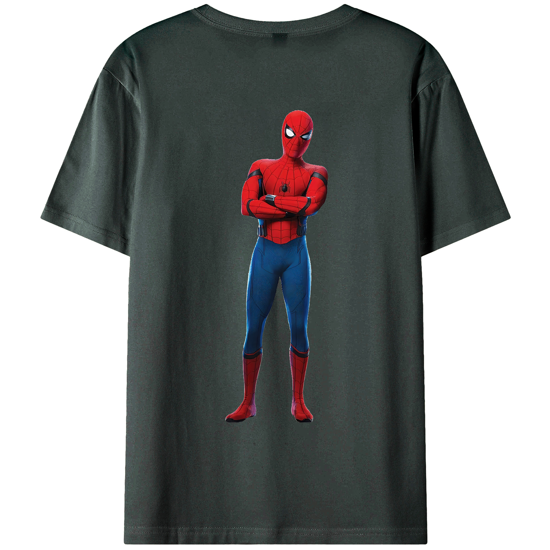 （画像用） Spider Man スパイダーマン 綿100％ メンズ半袖Tシャツ（バックプリント） 通気性